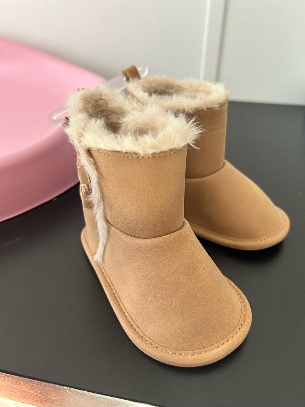 NWT Carters 6-9 mo Baby Faux-Fur Lined Tan Winter Boots